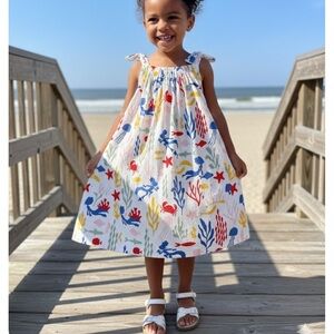 Disney Pixar Luca-Sea Life Kids Dress - White and Multicolor
